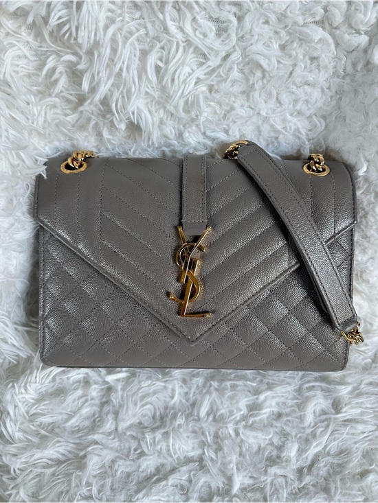 Saint Laurent Handbags - Saint Laurent Grain De Poudre Envelope Matelasse Medium Triquilt Monogram